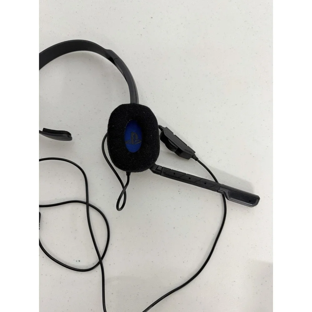 PlayStation Mono Chat Gaming Headset Grey Black Wired Single Ear Hook